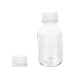 Botella 100 ml PET Transparente Hombro Cónico con Tapón Precinto Blanco con Disco (28/410) - Botellas PET