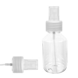 Botella 100 ml PET Transparente Hombro Cónico con Vaporizador Traslúcido (28/410) - Corte Tubo