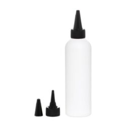 Botella 200 ml HDPE Blanco con Tapón Cánula rosca Negro y Capuchón (24/410) - Botellas HDPE