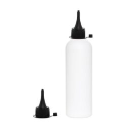 Botella 200 ml HDPE Blanco con Tapón Cánula Negra y Capuchón de Presión (24/410) - Botellas HDPE