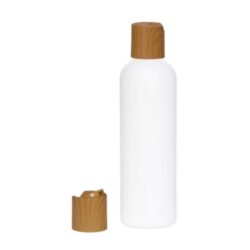 Botella 200 ml HDPE Blanco con Tapón Disc-Top Imitación Madera (24/410) - Botellas HDPE