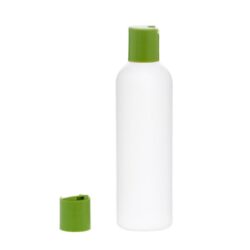 Botella 200 ml HDPE Blanco con Tapón Disc-Top Verde (24/410) - Botellas HDPE