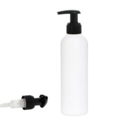 Botella 200 ml HDPE Blanco con Dosificador Ancho Negro (24/410) - Botellas HDPE