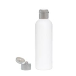 Botella 200 ml HDPE Blanco con Tapón Bisagra Gris Plata (24/410) - Botellas HDPE