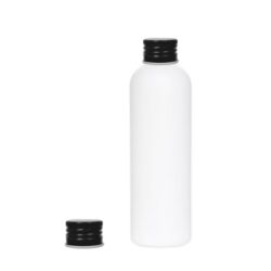 Botella 200 ml HDPE Blanco con Tapón Aluminio Negro (24/410) - Botellas HDPE