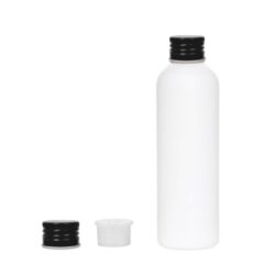 Botella 200 ml HDPE Blanco con Tapón Aluminio Negro y Obturador (24/410) - Botellas HDPE