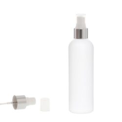 Botella 200 ml HDPE Blanco con Vaporizador Plata Aluminio (24/410) - Botellas HDPE
