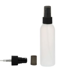 Botella 125 ml HDPE Natural con Vaporizador Negro Capuchón Ahumado (24/410) - Botellas HDPE