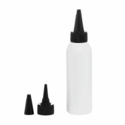 Botella 125 ml HDPE Blanco con Tapón Cánula Negro y Capuchón rosca (24/410) - Botellas HDPE