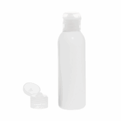 Botella 125 ml HDPE Blanco con Tapón Bisagra Traslúcido (24/410) - Botellas HDPE
