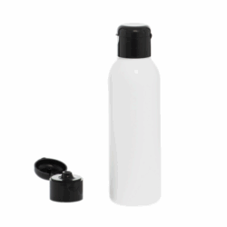 Botella 125 ml HDPE Blanco con Tapón Bisagra Negro (24/410) - Botellas HDPE