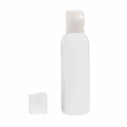 Botella 125 ml HDPE Blanco con Tapón Disc-Top Traslúcido (24/410) - Botellas HDPE