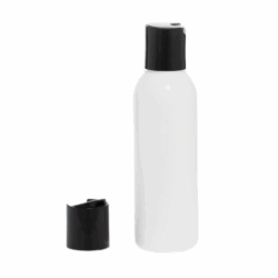 Botella 125 ml HDPE Blanco con Tapón Disc-Top Negro (24/410) - Botellas HDPE