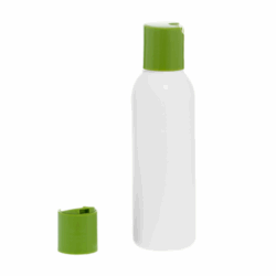 Botella 125 ml HDPE Blanco con Tapón Disc-Top Verde (24/410) - Botellas HDPE