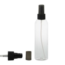Botella 200 ml PET Transparente Curvo con Vaporizador Negro Capuchón Negro (24/410) - Botellas PET