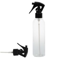 Botella 200 ml PET Transparente Curvo con Vaporizador Trigger Negro (24/410) - Botellas PET