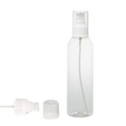 Botella 200 ml PET Transparente Curvo con Dosificador Serum Blanco (24/410) - Botellas PET