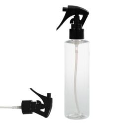 Botella 200 ml PET Transparente con Pistola Spray Trigger Negro (24/410) - Botellas PET