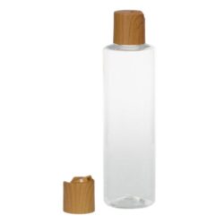 Botella 200 ml PET Transparente con Tapón Disc-Top Imitación Madera (24/410) - Botellas PET