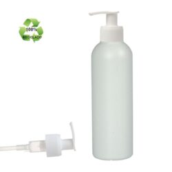 Botella 200 ml HDPE Reciclado con Dosificador Estrecho Blanco (24/410) - Botellas ECO