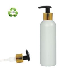 Botella 200 ml HDPE Reciclado con Dosificador Ancho Negro Aluminio Oro (24/410) - Botellas ECO