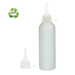 Botella 200 ml HDPE Reciclado con Tapón Cánula Traslúcido y Capuchón de Presión (24/410) - Botellas ECO