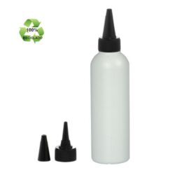 Botella 200 ml HDPE Reciclado con Tapón Cánula Negro y Capuchón (24/410) - Botellas ECO