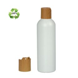 Botella 200 ml HDPE Reciclado con Tapón Disc-Top Imitación Madera (24/410) - Botellas ECO