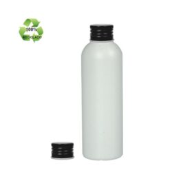 Botella 200 ml HDPE Reciclado con Tapón Aluminio Negro (24/410) - Botellas ECO
