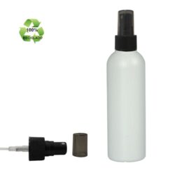 Botella 200 ml HDPE Reciclado con Vaporizador Negro Capuchón Ahumado (24/410) - Botellas ECO