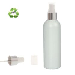 Botella 200 ml HDPE Reciclado con Vaporizador Plata Aluminio (24/410) - Botellas ECO