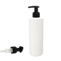 Botella 200 ml HDPE Blanco Recta con Dosificador Ancho Negro (24/410) - Botellas HDPE