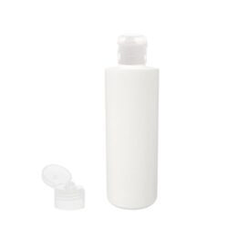 Botella 200 ml HDPE Blanco Recta con Tapón Bisagra Traslúcido (24/410) - Botellas HDPE