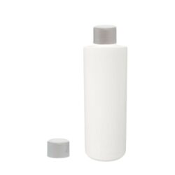 Botella 200 ml HDPE Blanco Recta con Tapón Gris Plata (24/410) - Botellas HDPE