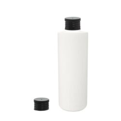 Botella 200 ml HDPE Blanco Recta con Tapón Negro (24/410) - Botellas HDPE