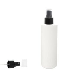 Botella 200 ml HDPE Blanco Recta con Vaporizador Negro (24/410) - Botellas HDPE