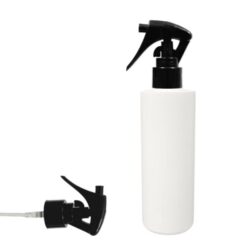Botella 200 ml HDPE Blanco Recta con Vaporizador Trigger Negro (24/410) - Botellas