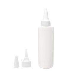 Botella 200 ml HDPE Blanco Recta con Tapón Cánula Blanco y Capuchón de Rosca (24/410) - Botellas HDPE