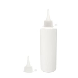 Botella 200 ml HDPE Blanco Recta con Tapón Cánula Traslúcido y Capuchón de Presión (24/410) - Botellas HDPE