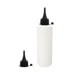 Botella 200 ml HDPE Blanco Recta con Tapón Cánula Negro y Capuchón de Presión (24/410) - Botellas HDPE