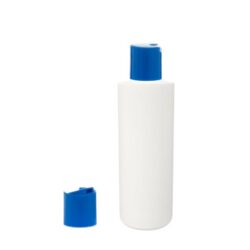 Botella 200 ml HDPE Blanco Recta con Tapón Disc-Top Azul (24/410) - Botellas HDPE