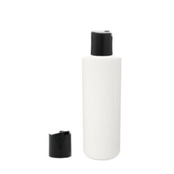 Botella 200 ml HDPE Blanco Recta con Tapón Disc-Top Negro (24/410) - Botellas HDPE