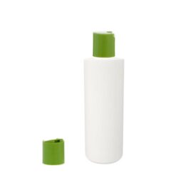 Botella 200 ml HDPE Blanco Recta con Tapón Disc-Top Verde (24/410) - Botellas HDPE