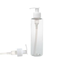 Botella 200 ml PET Transparente con Dosificador Estrecho Blanco (24/410) - Botellas PET
