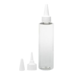 Botella 200 ml PET Transparente con Tapón Cánula Blanco y Capuchón de Rosca (24/410) - Botellas PET