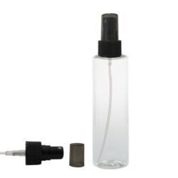Botella 200 ml PET Transparente con Vaporizador Negro Capuchón Ahumado (24/410) - Botellas PET
