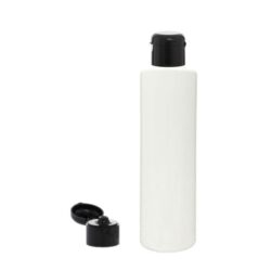 Botella 200 ml PET Blanco con Tapón Bisagra Negro (24/410) - Botellas PET