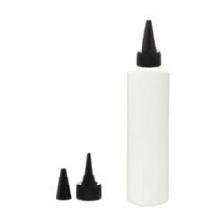 Botella 200 ml PET Blanco con Tapón Cánula Negro y Capuchón de Rosca (24/410) - Botellas PET