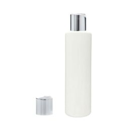 Botella 200 ml PET Blanco con Tapón Disc-Top Funda de Aluminio Plata (24/410) - Botellas PET