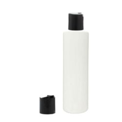 Botella 200 ml PET Blanco con Tapón Disc-Top Negro (24/410) - Botellas PET